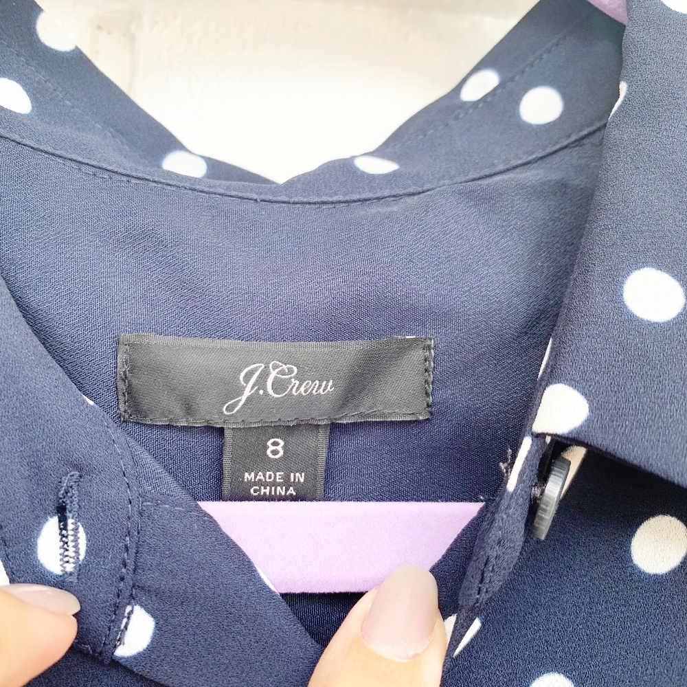 J. Crew Navy Polka Dot Midi Dress - Picture 6 of 7
